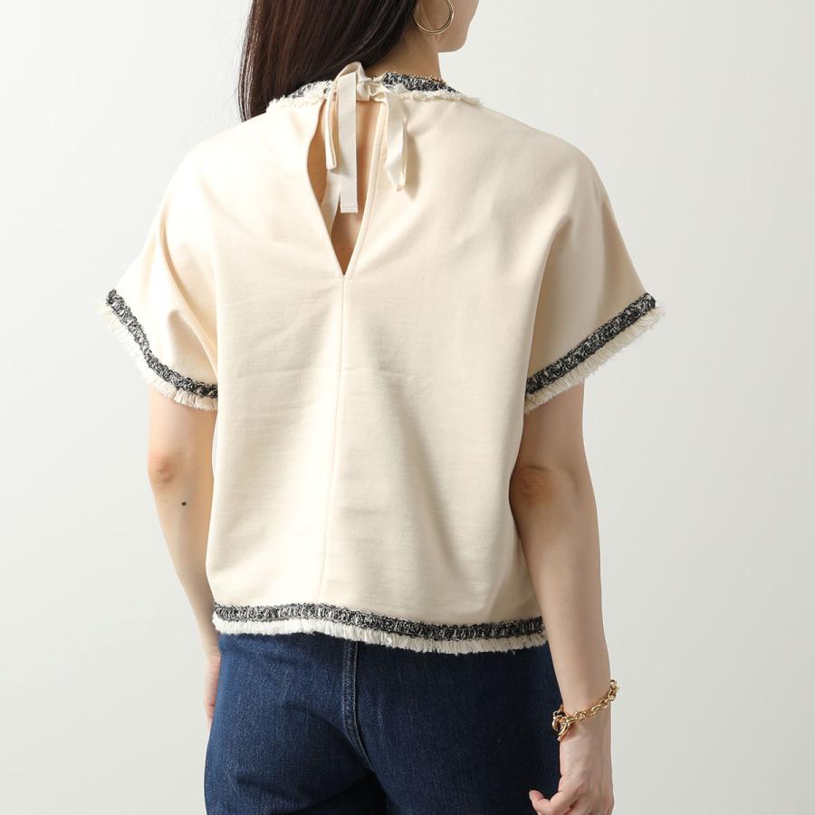 タグ付きMONCLER モンクレールコットン半袖ペプラムニットM