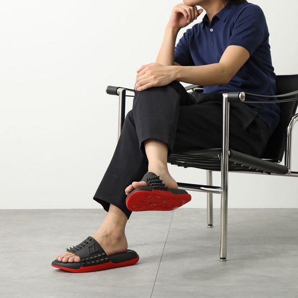 Christian Louboutin クリスチャンルブタン シャワーサンダル TAKE IT EASY FLAT 1240945 メンズ ラバー CLロゴ シューズ 靴 BK01/BLACK｜s-musee｜03