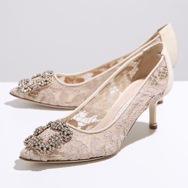 MANOLO BLAHNIK レース フラットシューズ 36.5 MANOLO BLAHNIK（マノロブラニク） パンプス HANGISI LSMOR LACE 050