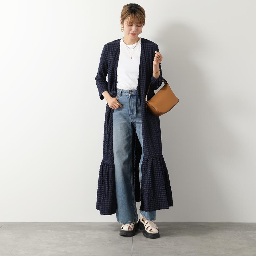 GANNI（ガニー） ワンピース Stretch Seersucker Gathered Midi Wrap