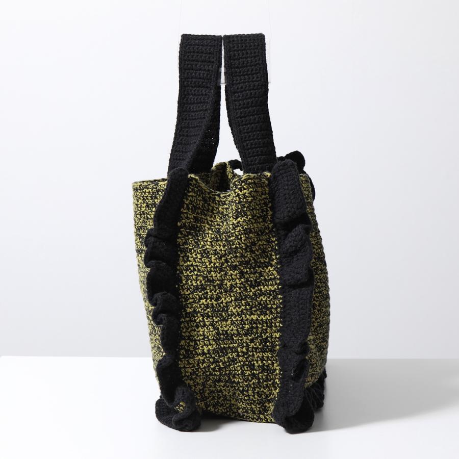 GANNI ガニー トートバッグ Cotton Crochet Frill Tote A5812 A5813 5790 レディース クロシェ フリル ロゴ刺繍 鞄 カラー2色｜s-musee｜09