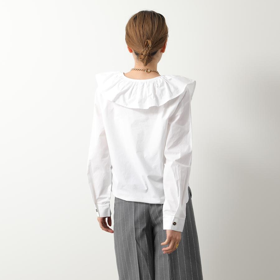 GANNI ガニー ブラウス Cotton Poplin Ruffle V-neck Blouse GANNI ガニー ブラウス Cotton Poplin Ruffle V-neck Blouse
