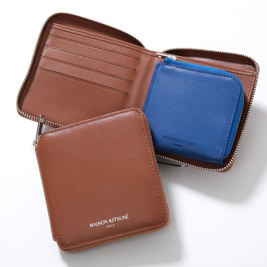 MAISON KITSUNE メゾンキツネ 二つ折り財布 LM05346LC0038 レディース スクエア ジップウォレット レザー ロゴ カラー2色  商品レビューでポイント＋5％】 MAISON KITSUNE メゾン キツネ ZIPPED CARD HOLDER 財布 サイフ レザー コンパクト  L字ファスナー 小銭入れ コイン ...