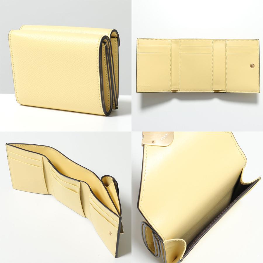 FENDI 三つ折り財布 イエロー/ブラウン 中古・古着通販】FENDI (フェンディ) 3つ折り財布 エフイズ イエロー