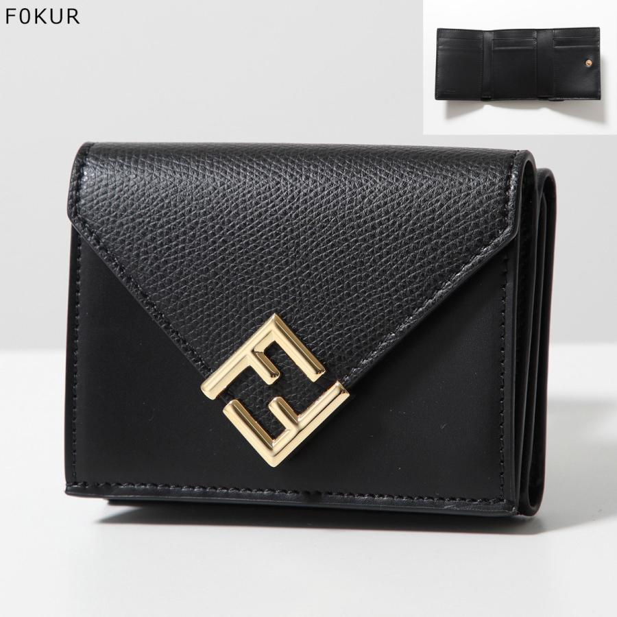 FENDI フェンディ 三つ折り財布 8M0480 ALV4 レディース FFダイヤモンド レザー ミニ財布 豆財布 FFロゴメタル バイカラー 小銭入れあり カラー16色の画像