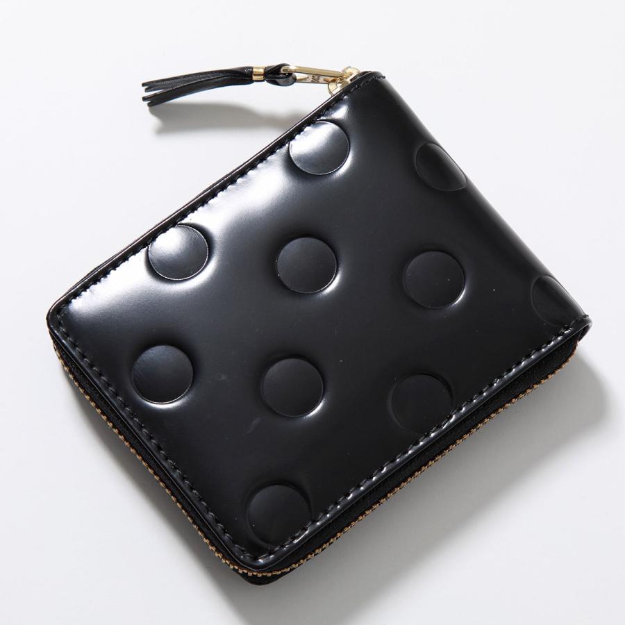 コムデギャルソン 財布 2つ折り ポルカドット レザー ブラック ホワイト COMME des GARCONS】財布 ポルカドット ウォレット 二つ折り (COMME