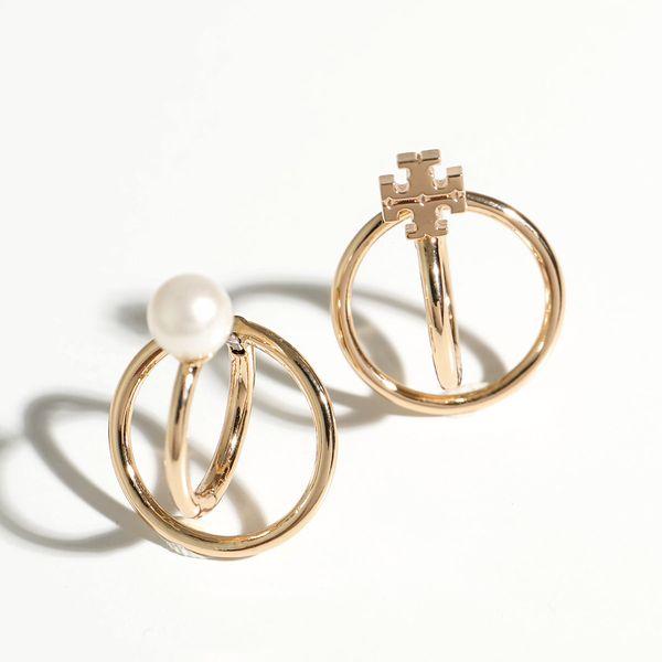 TORY BURCH フープピアス ゴールド ホワイト TORY BURCH（トリーバーチ） ピアス Kira Pearl Double Hoop キラ