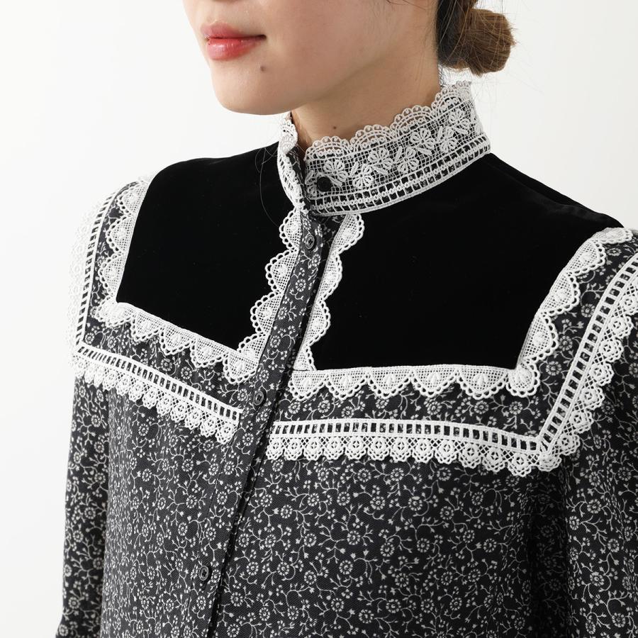 イヴサンローラン シルクブラウス スタンドネック 黒 サイズ38*RD1132 SAINT LAURENT サンローラン ブラウス 660879 Y5D07 レディース シャツ