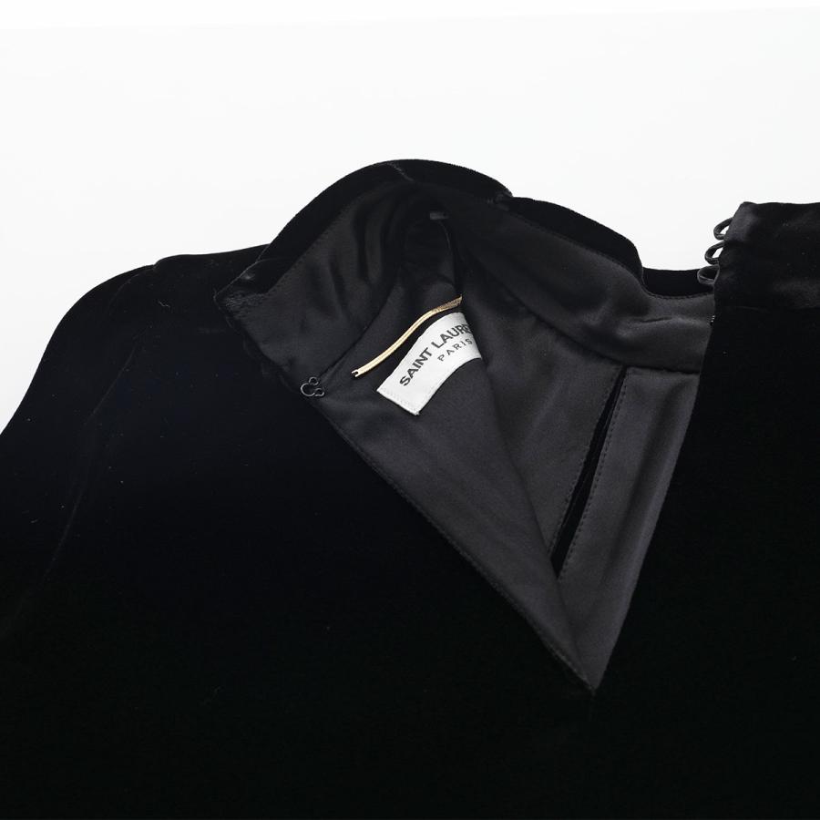 イヴサンローラン ロングコート　ベロア　ベルベット 黒　ブラック　美品　切替 80s Yves Saint Laurent イヴサンローラン ウールシングルコート 襟