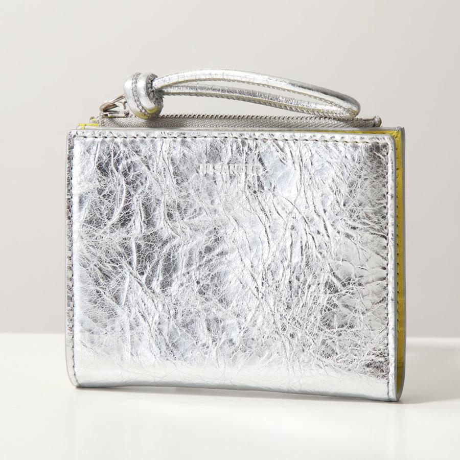 JIL SANDER ジルサンダー シルバー 二つ折り財布 保存袋付き JIL SANDER（ジルサンダー） 二つ折り財布 J07UI0016 P6597 レディース