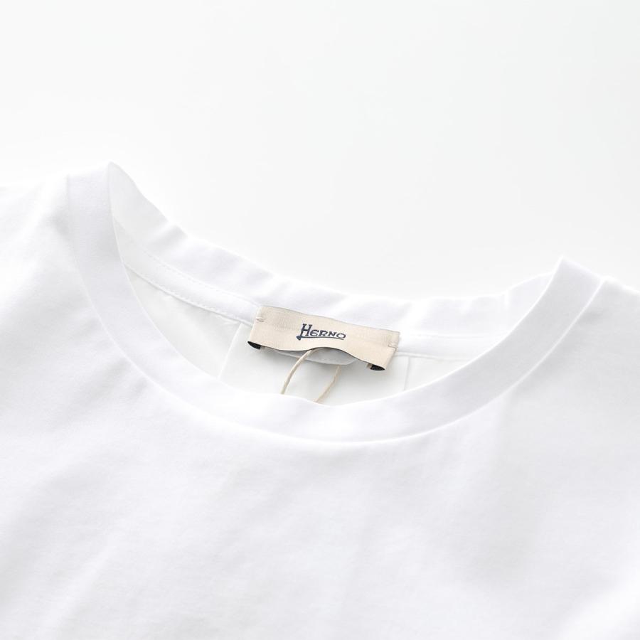 超美品‼️HERNO ヘルノ 高級ニットTシャツ 2025SS ホワイト ニットT HERNO（ヘルノ） Tシャツ CHIC COTTON JERSEY NEW TECHNO TAFFETA
