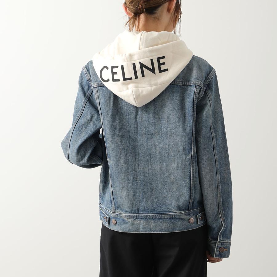 CELINE セリーヌ デニムジャケット 2Q858930F.07UW レディース フード付き ロゴ コットン ユニオンウォッシュ トラッカージャケット デニムブルー｜s-musee｜06