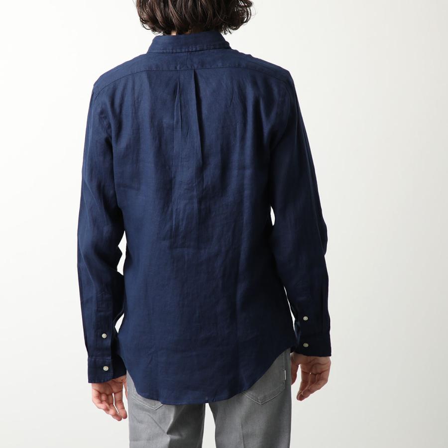 美品☆ポロラルフローレン　長袖　シャツ　QRコードタグ　麻　リネン　ロゴ刺繍 POLO RALPH LAUREN Polo Ralph Lauren ポロ ラルフローレン 長袖