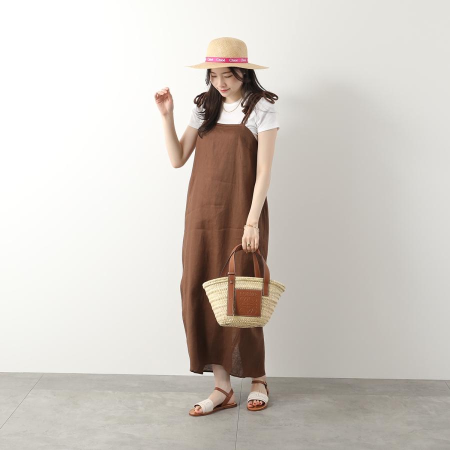 クロエ 【新品未使用】Chloé ロゴ入りベージュ麦わら帽子 Chloe クロエ Raffia Hat ストローハット 麦わら帽子 ハット