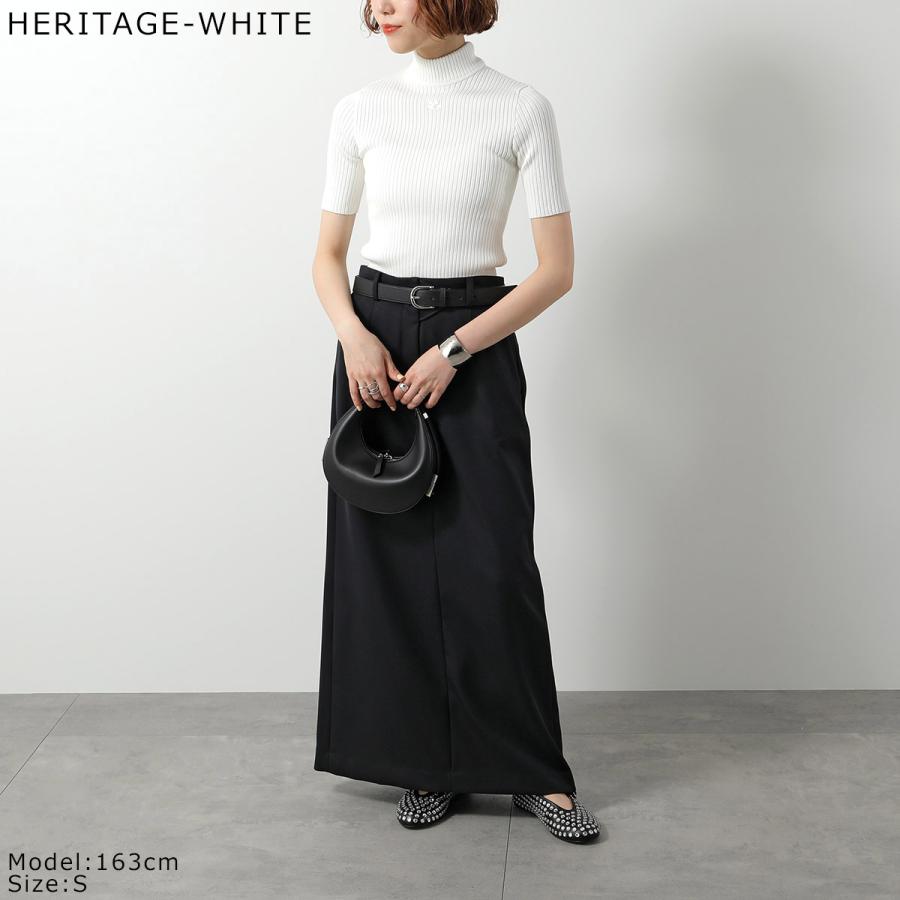 クレージュ COURREGES リブ ニット REEDITION ショートスリーブ ロゴ セーター ハイネック PERMPU026 FI0001 9999 courreges（クレージュ） 半袖ニット REEDITION SHORT SLEEVES
