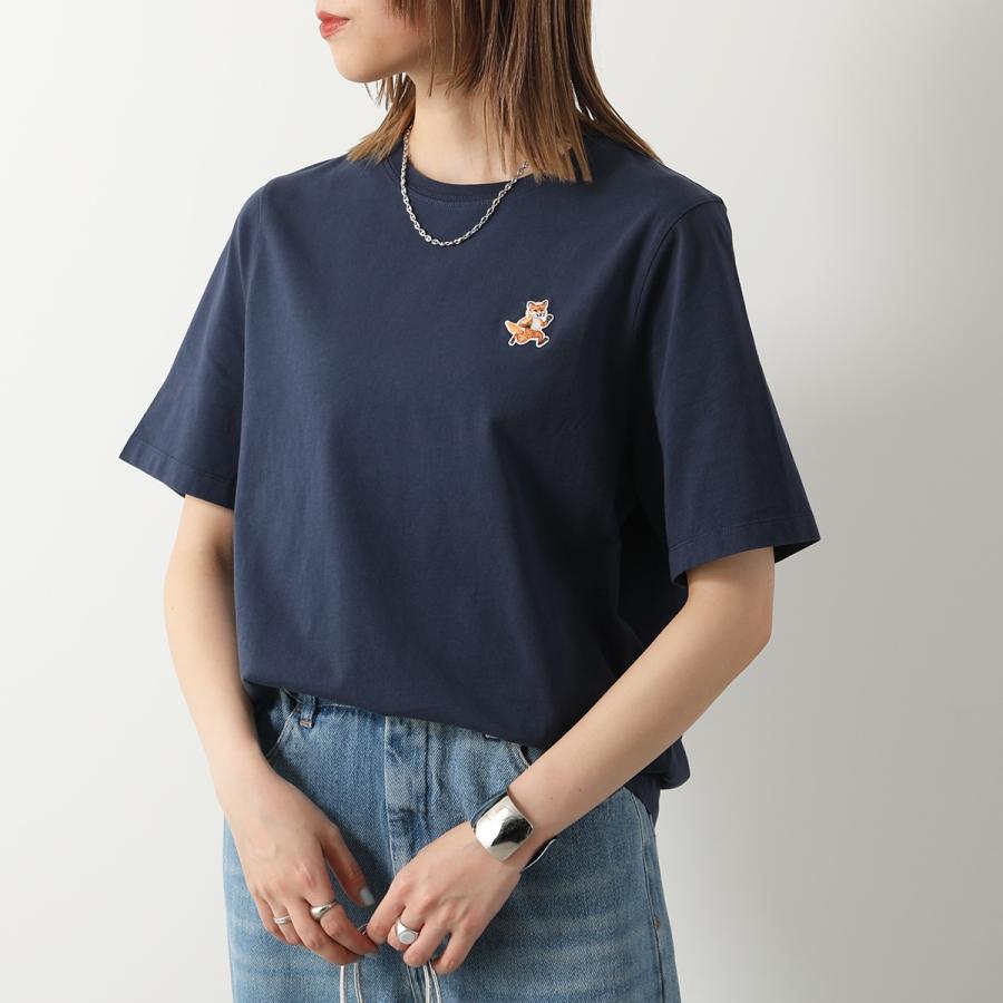 MAISON KITSUNE / メゾンキツネ | 新タグ プリント 刺繍 Tシャツ | S | ネイビー | レディース MAISON KITSUNE' - MAISON KITSUNE / メゾンキツネ | 新タグ プリント