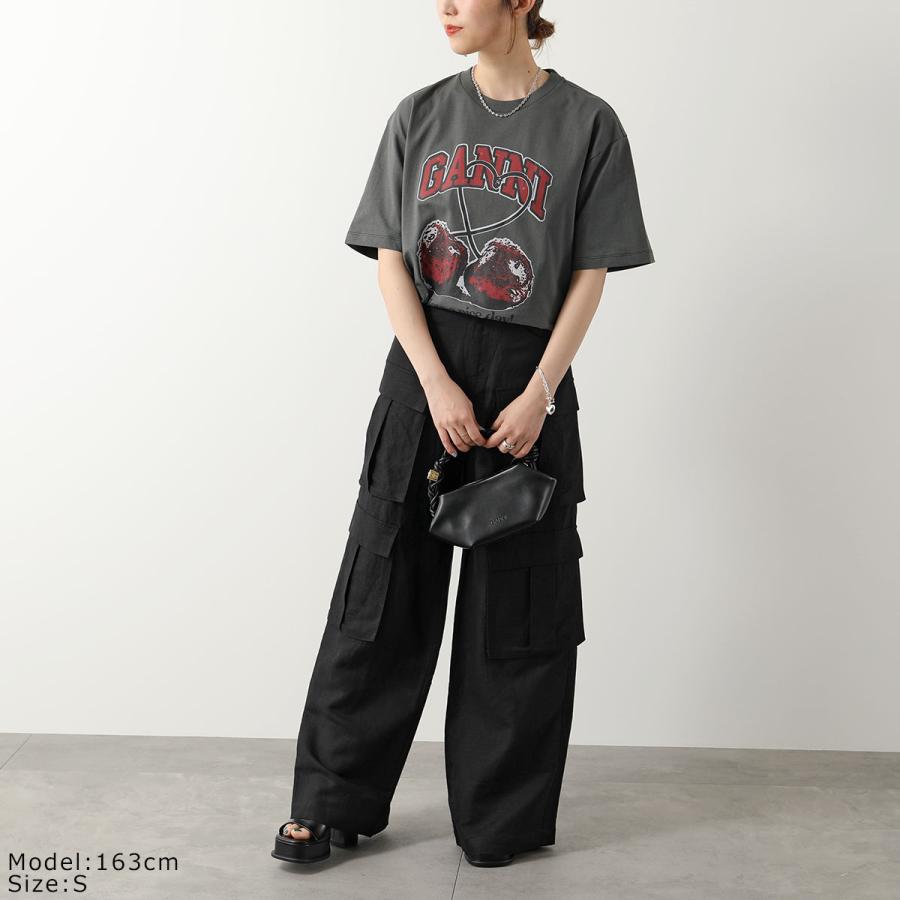 GANNI ガニー 半袖 Tシャツ Future Heavy Cocktail Cherry Drop Shoulder T-shirt T3878 T3879 3649 レディース ロゴ クルーネック カラー2色｜s-musee｜06