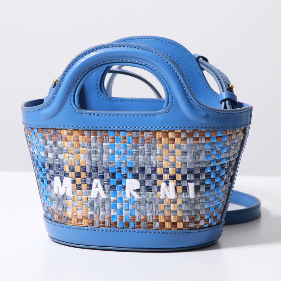 MARNI マルニ かごバッグ TROPICALIA MICRO トロピカリア マイクロ BMMP0096U5 P6744 レディース レザー×ラフィア ロゴ刺繍 チェック 鞄 カラー2色｜s-musee｜06