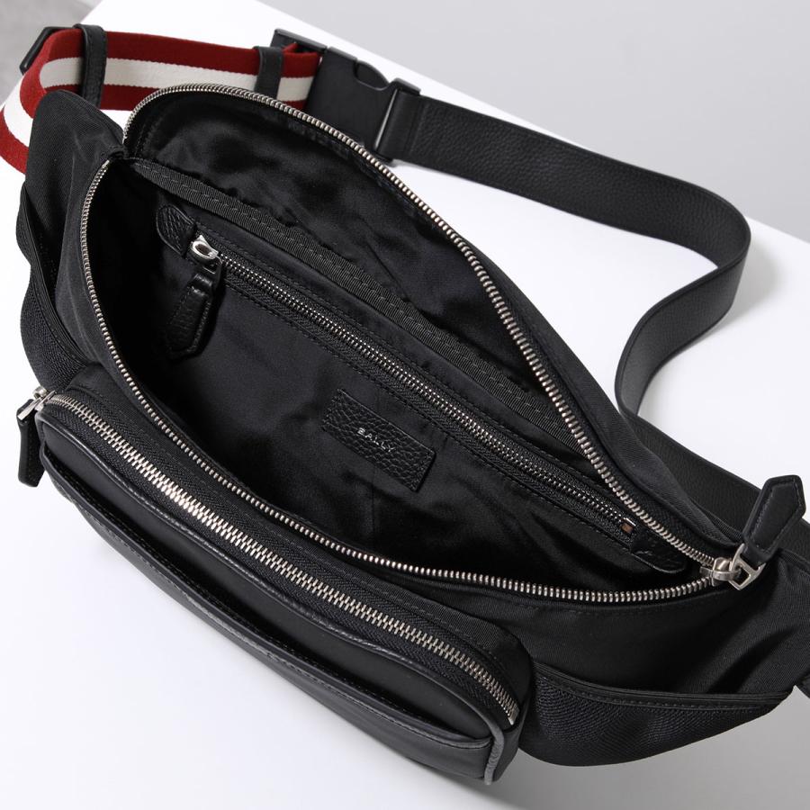 BALLY バリー ボディバッグ CODE BELT BAG MAS01W NY223 メンズ ベルトバッグ クロスボディ ナイロン ストライプ ロゴ 鞄 U901P/BLACK+PALLADIO｜s-musee｜06