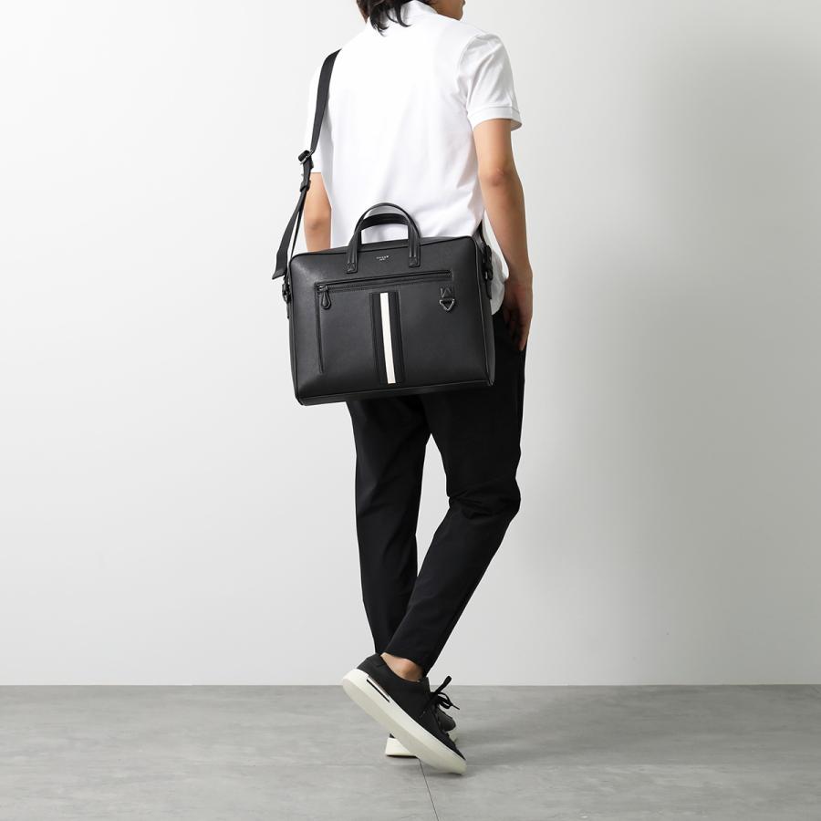 BALLY バリー ブリーフケース MIKES メンズ ビジネスバッグ レザー ロゴ ショルダーバッグ ストライプ 鞄 I945R/BLACK+BLK｜s-musee｜03