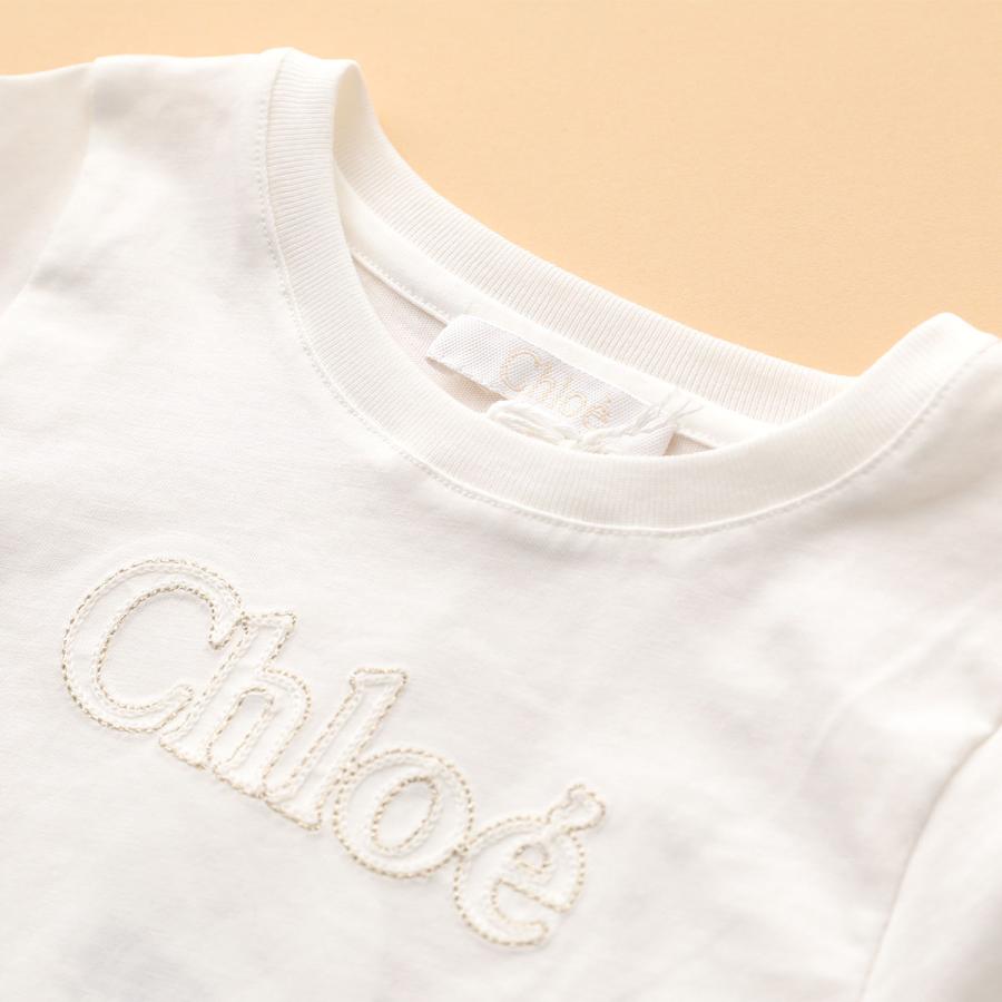 Chloé ロゴ 半袖 Tシャツ ホワイト 14 Chloe（クロエ） Chloe Kids キッズ 半袖 Tシャツ C20110 ガールズ