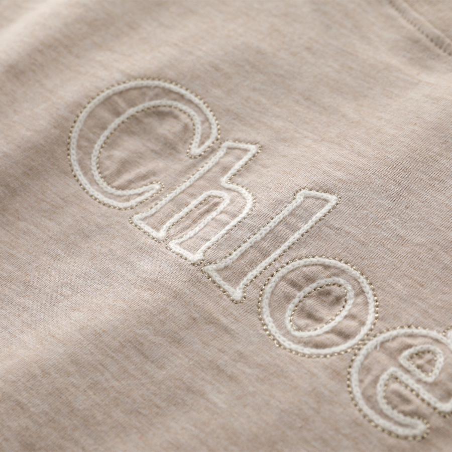 Chloe Kids クロエ キッズ 半袖 Tシャツ C20112 ガールズ カットソー ロゴ刺繍 コットン クルーネック C03/BEIGE-MARL｜s-musee｜04