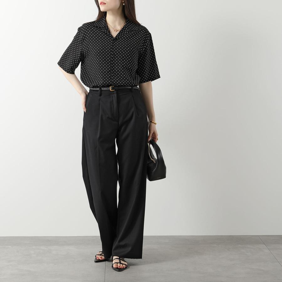 CELINE / セリーヌ | フィービー期 バンドカラー ハーフスリーブシャツ | 34 | ブラック | レディース CELINE - CELINE / セリーヌ | フィービー期 バンドカラー ハーフ