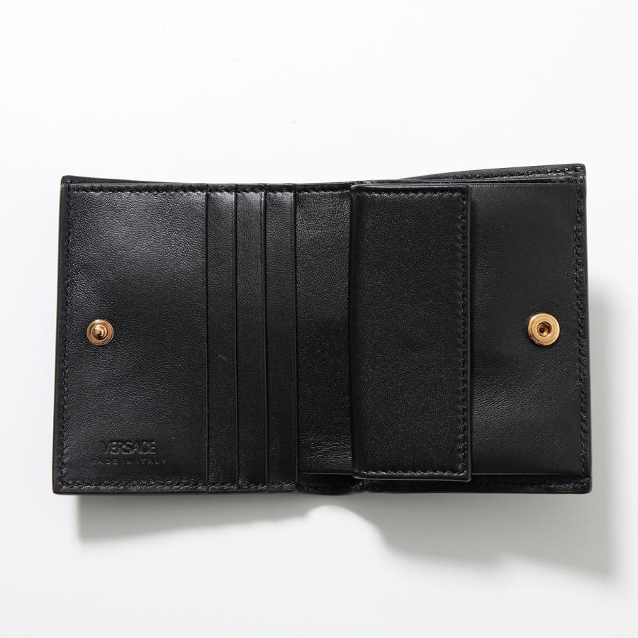 未使用 VERSACE ヴェルサーチ ブラック 二つ折り財布 カーフ レザー VERSACE 2つ折り財布 小銭入れ付き ロゴ有 カーフスキン メンズ