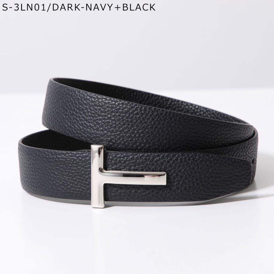 TOM FORD ブラックレザーベルト シルバーT字型バックル　シルバー TOM FORD - TOM FORD トムフォード イタリア製 シルバーT