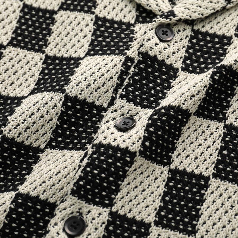 ASKYURSELF アスクユアセルフ シャツ CHECKERED CROCHET SHIRT メンズ
