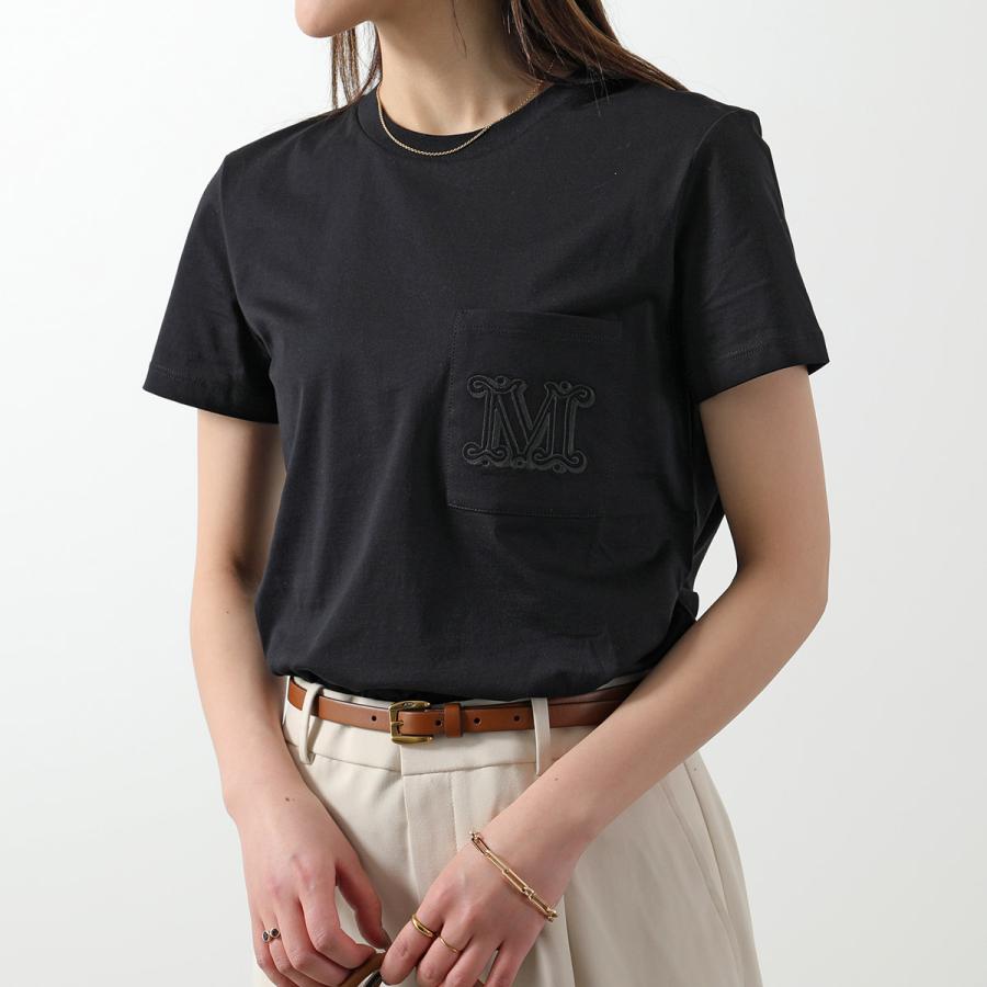 MaxMara Tシャツ パパイア刺繍ポケット　ブラック Max Mara（マックスマーラ） 半袖 Tシャツ PAPAIA パパイア レディース