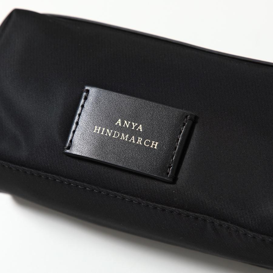 週末値下【美品中古】アニヤハインドマーチ GIRLIE STUFFブラックポーチ ANYA HINDMARCH（アニヤ・ハインドマーチ） ポーチ ロゴ ガーリー