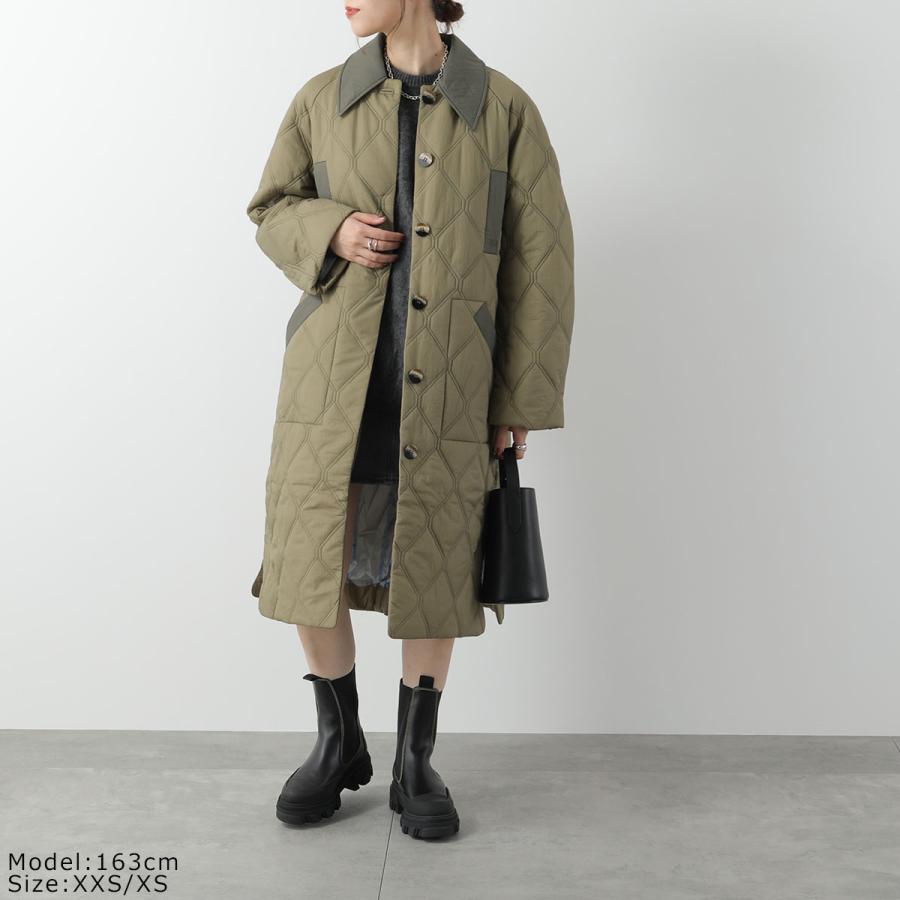 GANNI ガニー キルティングコート Quilt Raglan Midi Coat F9206 F9624 6747 レディース ジャケット 襟付き  軽量 カラー2色