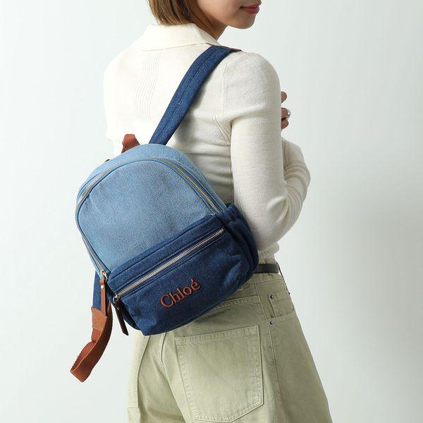 Chloe ロゴストラップ リュック ネイビー Chloe（クロエ） Chloe KIDS キッズ バックパック C20280 レディース