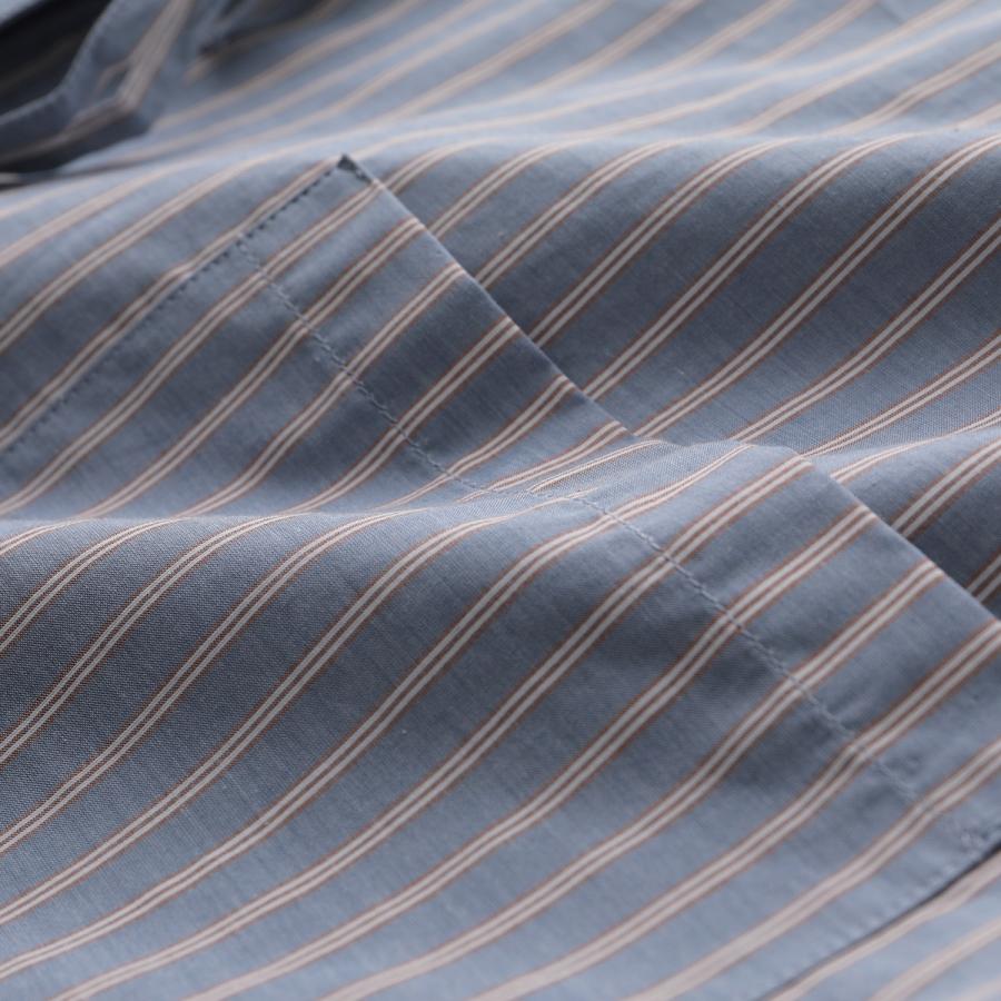 ベースレンジ　BASERANGE　シャツ　ストライプ　ブルー　コットン100 オーガニック コットン ビッグシルエット ストライプ ベーシック