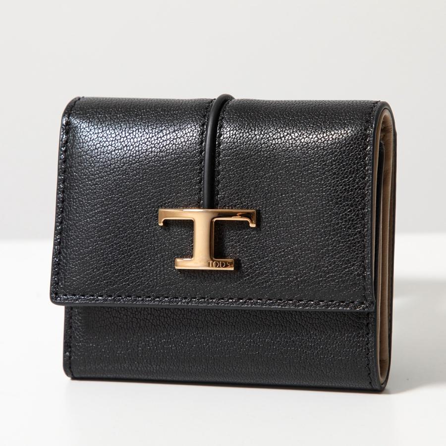 美品 希少品 TOD'S トッズ Tタイムレス 三つ折り財布 レザー ブラック TOD'S（トッズ） TODS 三つ折り財布 T TIMELESS Tタイムレス
