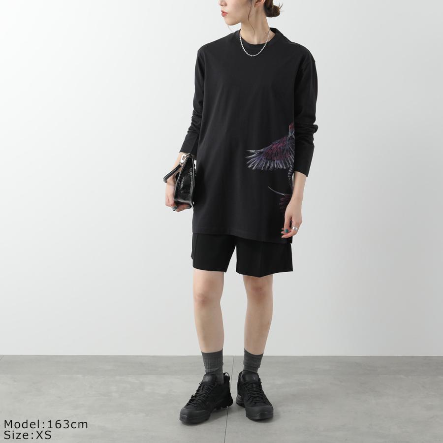 Y's ワイズ 2020 サイド ドレープ ロングスリーブ Tシャツ カットソー Y-3 (ワイスリー) グラフィックフラワー クルーネック ロンT 長袖 T