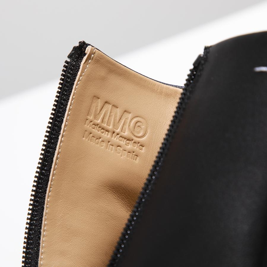 メゾンマルジェラMM6ベージュ レザー ジッパーブーティ 6cmヒール