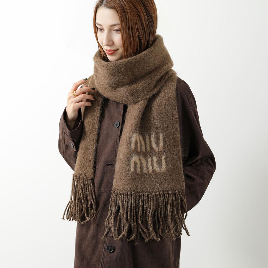 レア　正規品未使用　ミュウミュウ　フォックスファー付きマフラー miu miu（ミュウミュウ） マフラー 5FS062 2CQD レディース モヘア