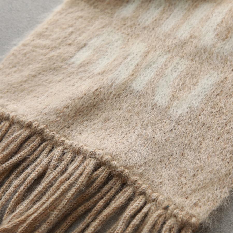 未使用に近い miumiu マフラー miu miu（ミュウミュウ） ロゴ マフラー カシミヤ混ウール グレー