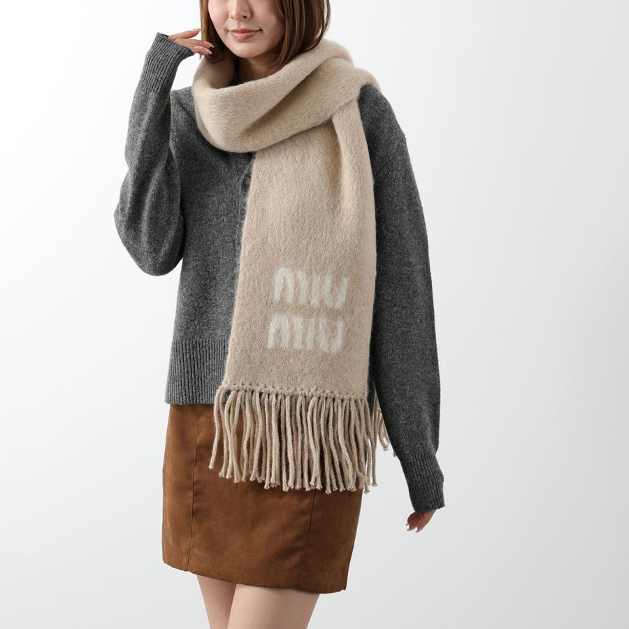 MIUMIU ミュウミュウ マフラー 5FS062 2CQD レディース モヘアブレンド ロゴ フリンジ カラーカラー6色の画像