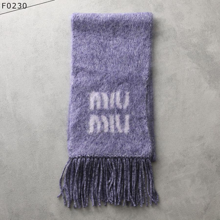 MIUMIU ミュウミュウ マフラー 5FS062 2CQD レディース モヘアブレンド ロゴ フリンジ カラーカラー6色の画像