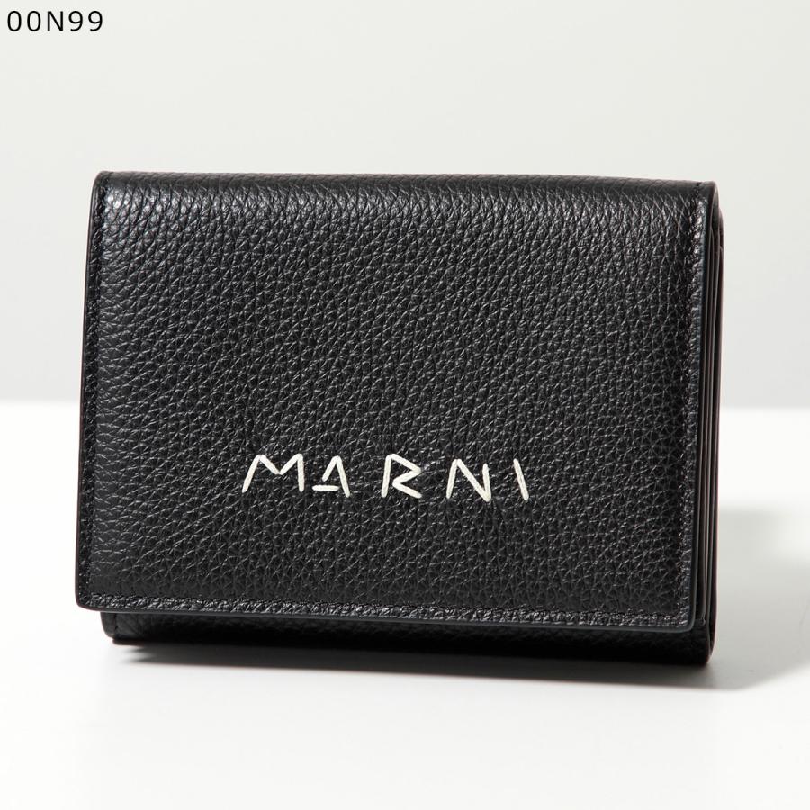 MARNI マルニ 三つ折り財布 PFMO0105U0 PFMI0097U0 P6533 レディース レザー ミニ財布 ロゴ刺繍の画像