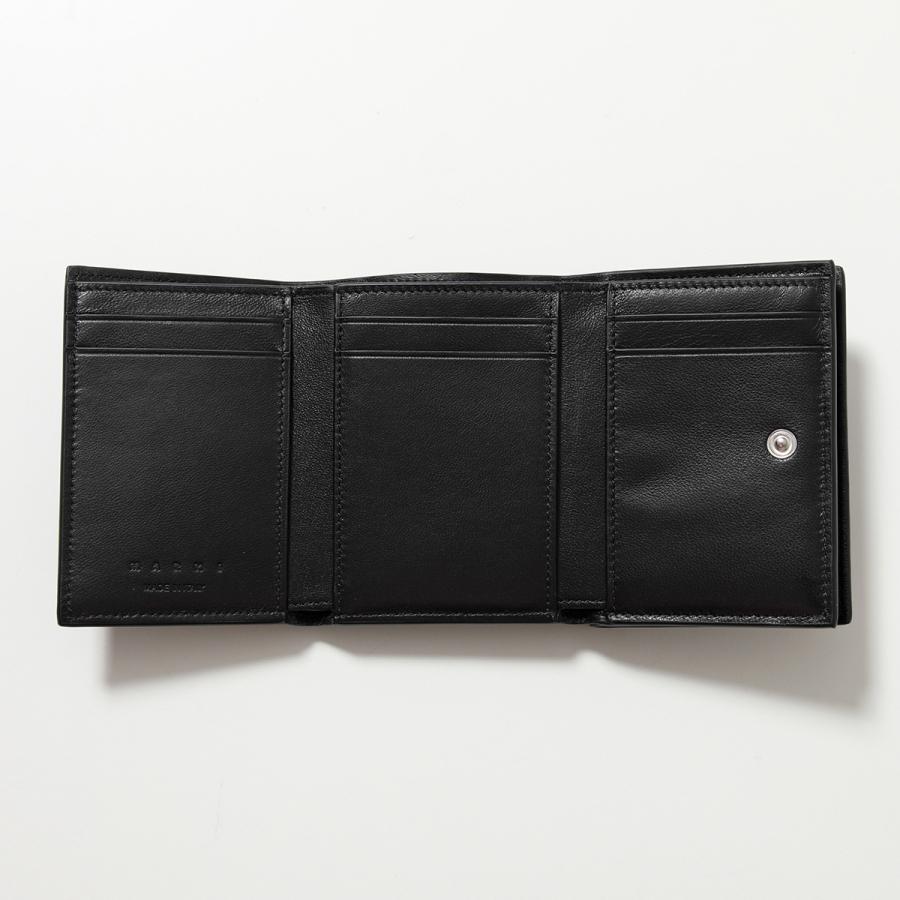 MARNI マルニ 三つ折り財布 PFMO0105U0 PFMI0097U0 P6533 レディース レザー ミニ財布 ロゴ刺繍の画像