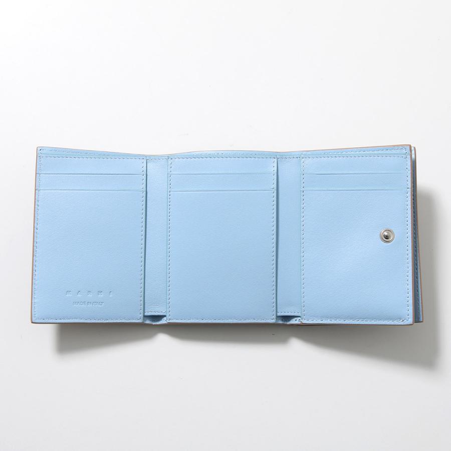 MARNI マルニ 三つ折り財布 PFMO0105U0 PFMI0097U0 P6533 レディース レザー ミニ財布 ロゴ刺繍の画像