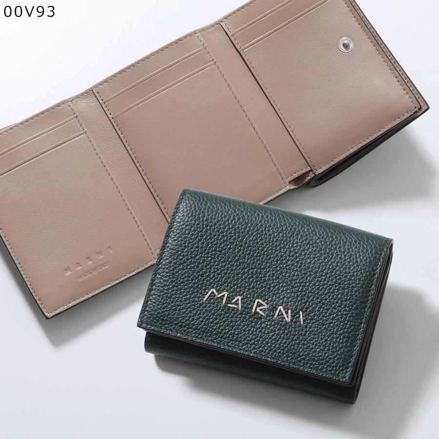 MARNI マルニ 三つ折り財布 PFMO0105U0 PFMI0097U0 P6533 レディース レザー ミニ財布 ロゴ刺繍の画像