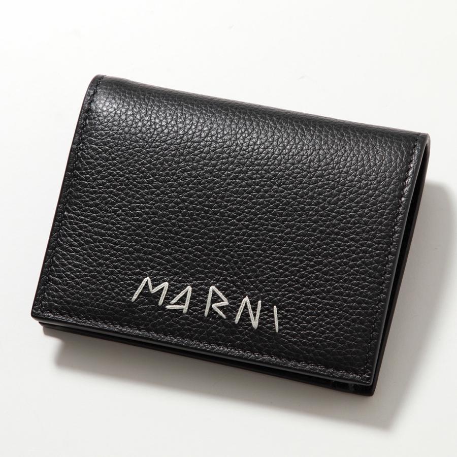 MARNI マルニ 二つ折り財布 PFMI0098U0 P6533 メンズ レザー ロゴ刺繍