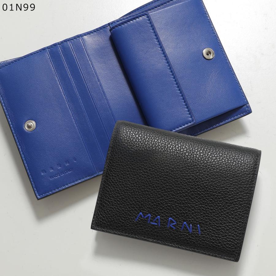 MARNI 二つ折り財布 コンパクトウォレット ヨット柄 ブルー 水色 marni