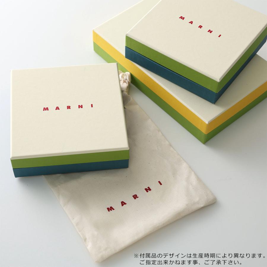 マルニ ブラック レザー製二つ折りウォレット、マルニメンディング刺繍入り