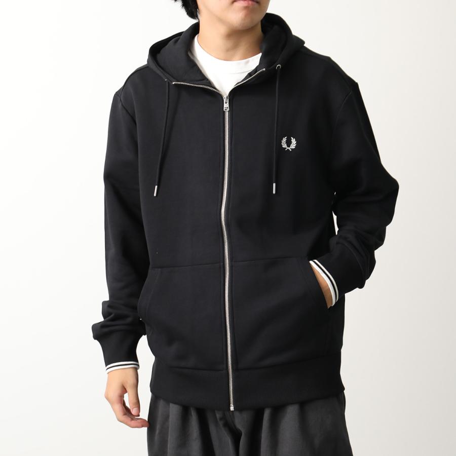 ★FRED PERRY フレッドペリー フードロゴ刺繍 パーカー ブラック★ FRED PERRY/フレッドペリー] 別注 フードロゴ刺繍スウェットパーカー